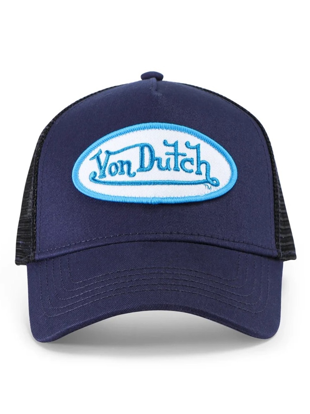 Von Dutch Navy Blue and Black Logo Trucker Hat